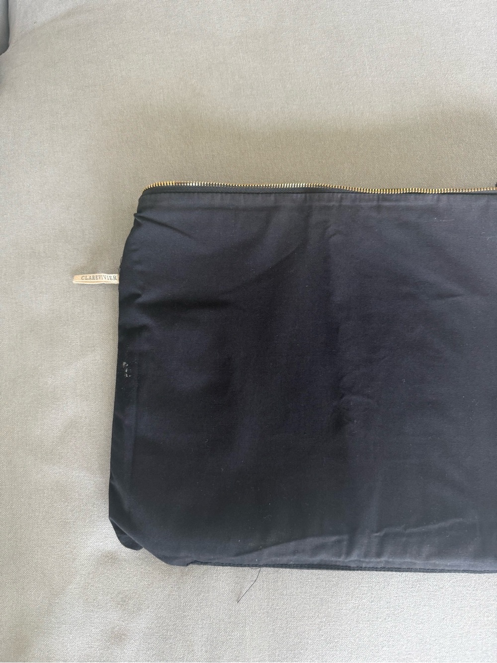 Clare V Black Pebbled Leather Oversize Foldover Clutch Large Laptop Sleeve - Picture 9 of 10